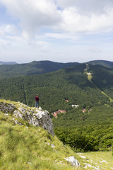 Fototapeta premium hiker on mountain trail