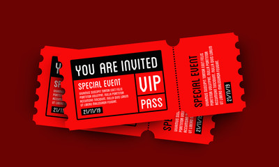 VIP Entry Pass Ticket Stub Design Template - obrazy, fototapety, plakaty