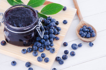 Jam of blueberries fruits