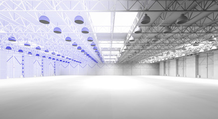 empty factory with wireframe