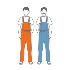 Two figures of male workers