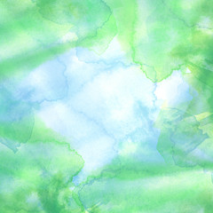 Fototapeta premium Watercolor abstract background, pattern, spot, splash of paint, blot, divorce, color. Vintage pattern for different design and decoration. yellow, green, blue paint color. 