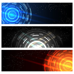 Futuristic technology banner set