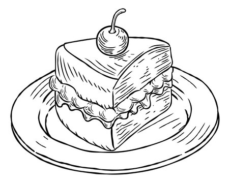 recommend clip art: Cake Slice Vintage Retro Woodcut Style