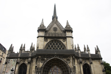 Fototapeta na wymiar French people and foreigner travelers walking visit and take photo at Church of Saint-Laurent Eglise Saint-Laurent de Paris