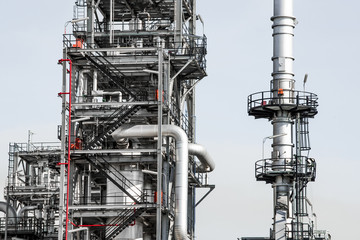 Industrial zone,The equipment of oil refining,Close-up of industrial pipelines of an oil-refinery...
