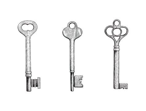 Key hand drawing vintage style