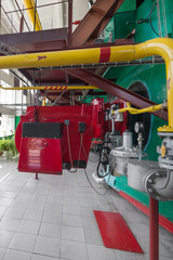 Fototapeta premium Blower unit of a large gas hot water boiler.