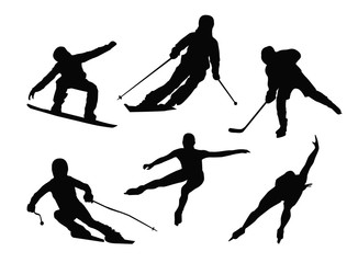  Set of winter sports silhouettes 