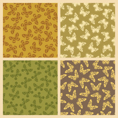 Butterfly vector illustration on a seamless pattern background