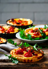 roasted cherry tomato and  goat's cheese quiche.