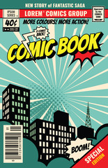 Obraz premium Retro magazine cover. Vintage comic book vector template