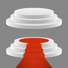 Realistic pedestal set - 3d pedestal with red carpet