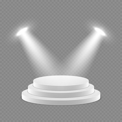 Fototapeta premium Vector 3d pedestal with spotlights isolated object