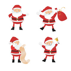 Set of cartoon santa clauses