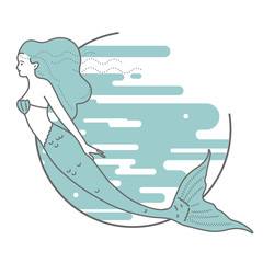 Naklejka premium Mermaid on the background of water