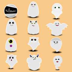 Cute Sticker Collection of Halloween Ghosts
