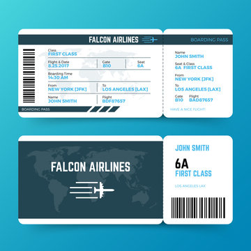 Modern airline travel boarding pass ticket vector template