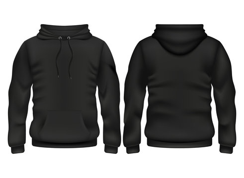 Front and back black hoodie vector template