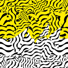 Black and white withe yellow color pattern, abstract geometric contrast background. 
