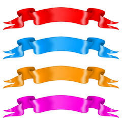 Ribbon banners. Shiny silk scrolls