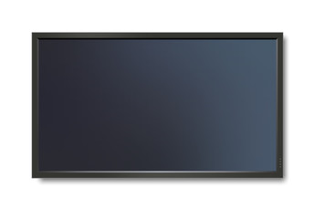 Realistic TV screen. Modern stylish lcd panel, led type. Large computer monitor display mockup