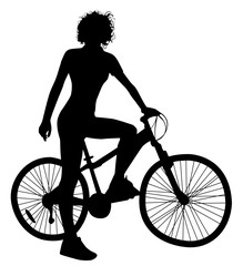 Fototapeta premium Girl On A Bike Silhouette