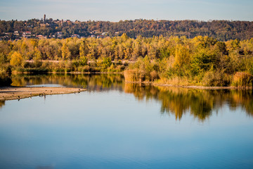 Dans le Grand Parc de Miribel Jonage à l'automne