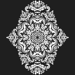 Oriental vector pattern with arabesques and floral elements. Traditional classic black and white ornament. Vintage pattern with arabesques