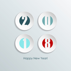 2018 Happy new year greeting card. Vector illustration.