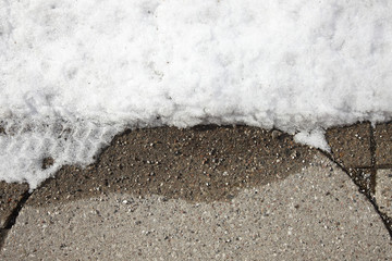 winter garden and cartracks in the parking lot