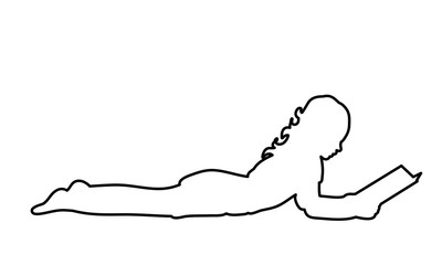 contour little girl reads book