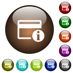 Credit card info color glass buttons