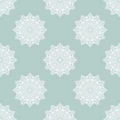 Classic seamless vector pattern. Traditional orient light blue and white ornament. Classic vintage background