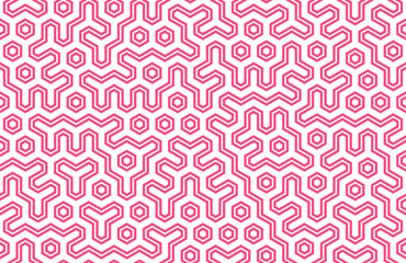 Naadloze geometrische patroon met zeshoeken en lijnen. Helder Scandinavisch design. Onregelmatige structuur voor stoffenprint. Monochroom abstracte achtergrond.
