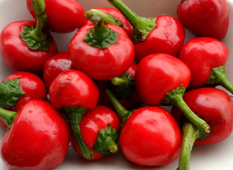 Red hot peppers, top view, hot peppers small 