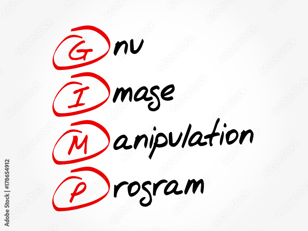 Poster GIMP - Gnu Image Manipulation Program acronym, concept background