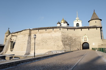 Pskov Krom (the Kremlin) built the end of the XI century - the beginning of the XII century. Russia.