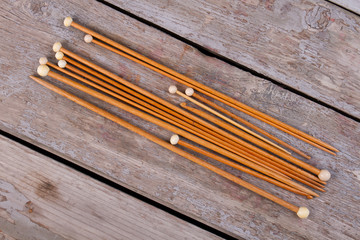 Set of wooden needles