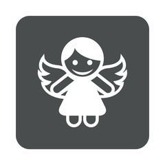 Icono plano angel en cuadrado gris
