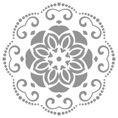 Floral vector pattern with arabesques. Abstract oriental round light ornament. Vintage classic pattern