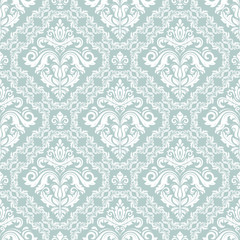 Classic seamless vector pattern. Traditional orient ornament. Classic vintage light blue and white background