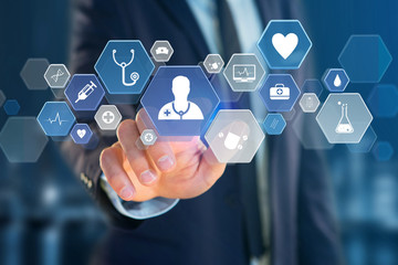 Medical and general healthcare icon displayed on a technology interface