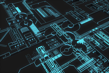 a close up of a futuristic computer board