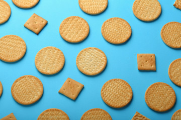 Cookies on blue background