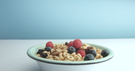 bowl with corn rings and berries healthy breakfast