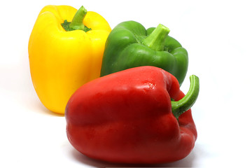 red, green, and yellow bell pepper