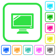 Monitor vivid colored flat icons icons