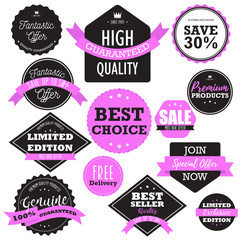  Flat design sale badges and stickers collection. Sale and promotion, delivery website and mobile badges, promo banners, special offer, shopping vector illustration design and marketing material