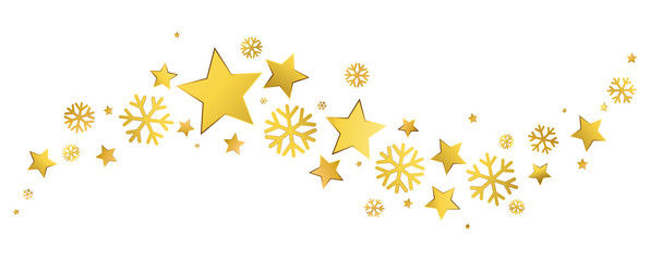 Golden stars and snowflakes border